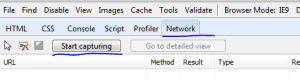 Select Network in developer tools
