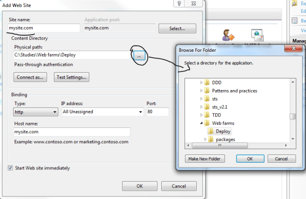 Add application IIS