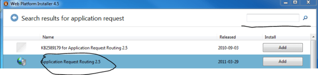 ARR in web platform installer