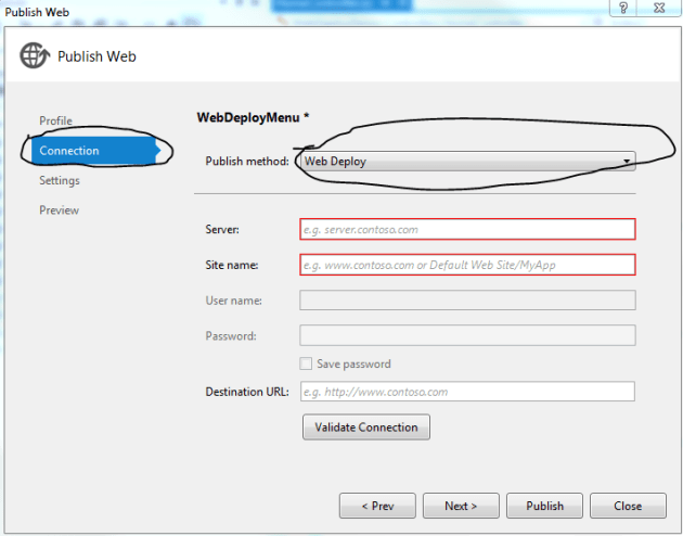 Deployment method option selector
