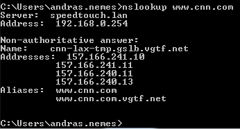 NsLookup cnn.com