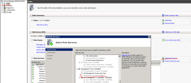 Add management service to IIS