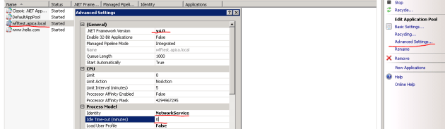 Change app pool settings on primary server