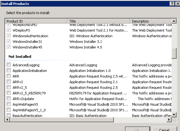 Install products window