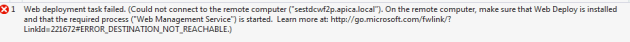Web deploy failed