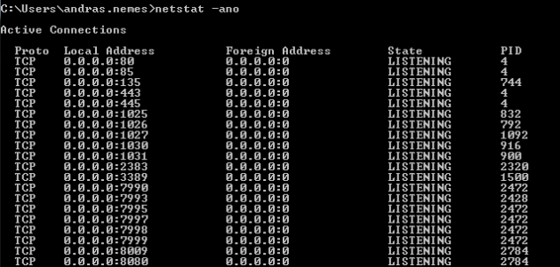 netstat ano