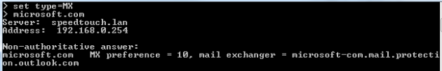 NsLookup mail exchange