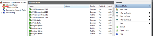 Open firewall inbound rules