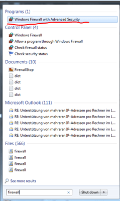 Open Windows firewall