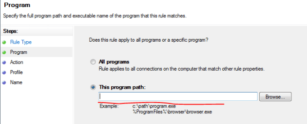 Specify Executable For Firewall Inbound Rule