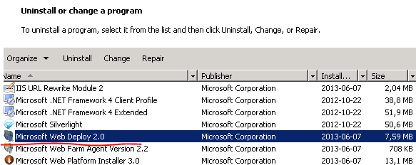 Web deployment tool installed successfully