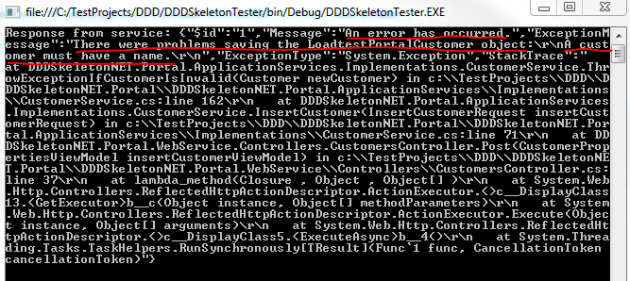 Validation exception from web service