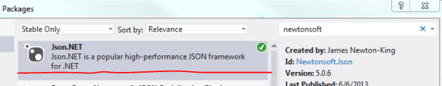 Newtonsoft Json.NET in NuGet