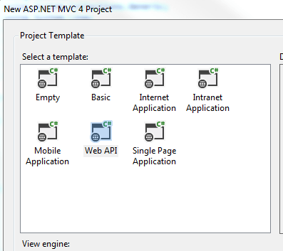 Web API in project template