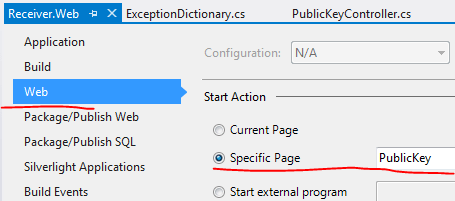 Set PublicKey as start page in web properties