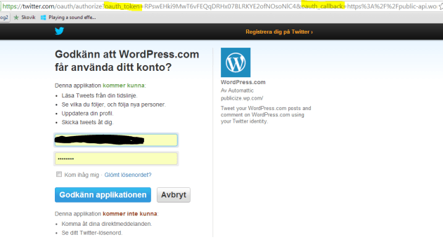 Twitter OAuth screen
