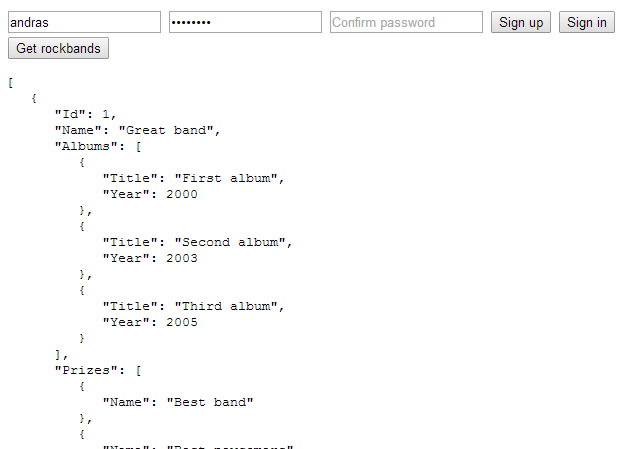 Rockbands OK after login