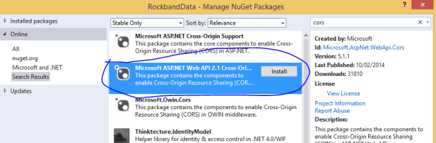 Web API Cors package