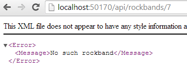 Xml formatted error message