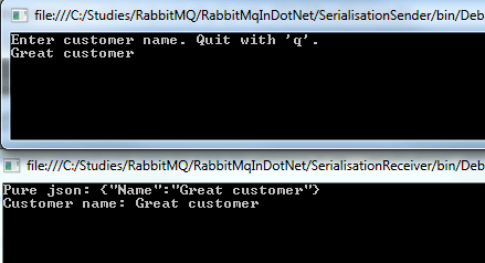 Serialised message output