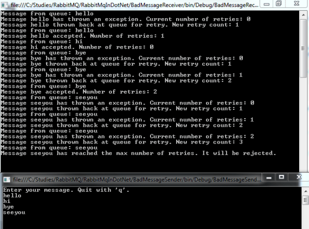 Advanced retry console output