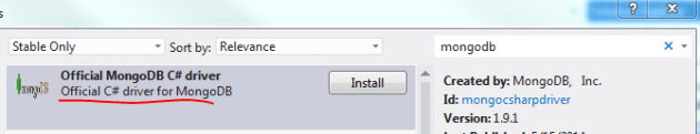 MongoDb C# driver from NuGet