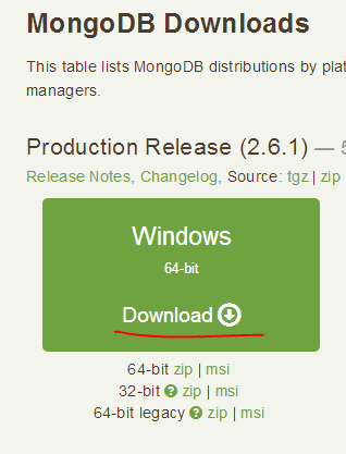 MongoDb Windows install package