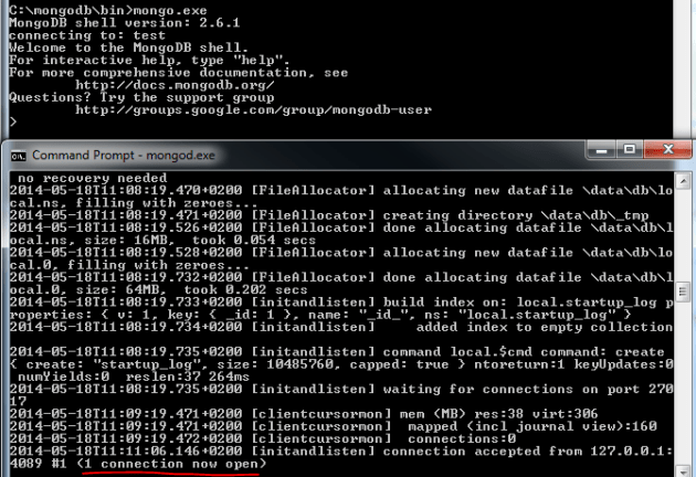 Start MongoDb client in console window