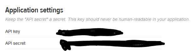 Twitter application keys