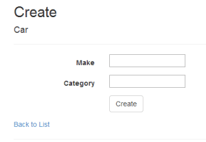 Default create car view generated by MVC 5