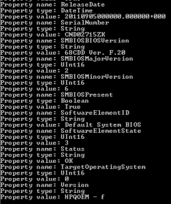 BIOS WMI properties