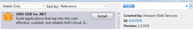AWS SDK NuGet package