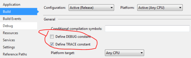 Debug and trace constants are predefined