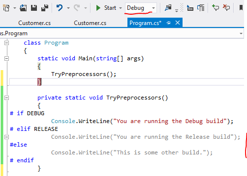 Preprocessor colours RELEASE gray