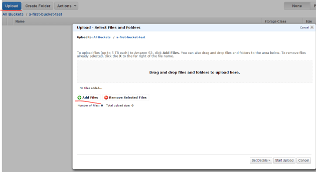 Upload a file in Amazon S3