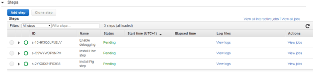 Emr steps in Emr gui after creation in code