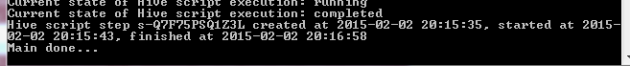 Hive query execution completed program output NET