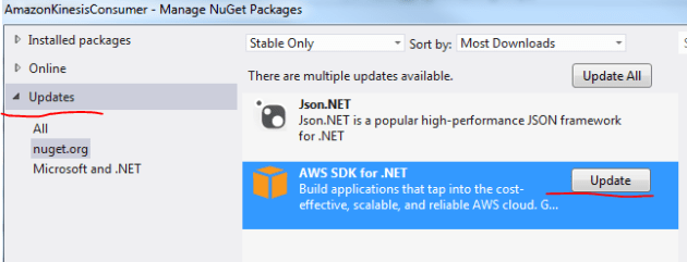 Update AWS SDK NuGet package