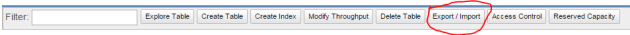 Export-Import button in DynamoDb menu