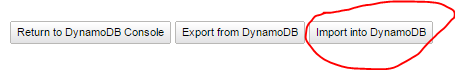 Import into DynamoDb table button