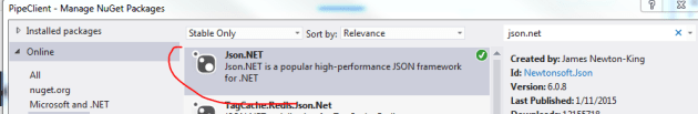 Json.NET library in NuGet