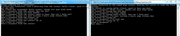 Pipe stream simple conversation