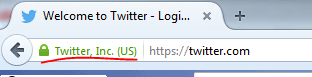 Twitter server certificate verified by browser