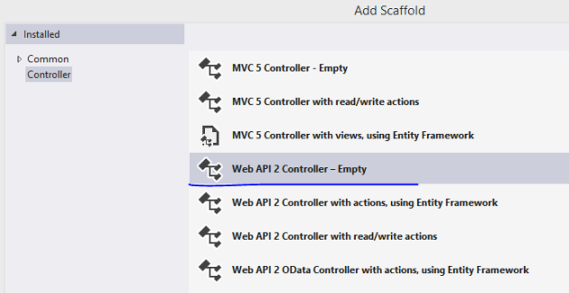 Add empty Web API controller