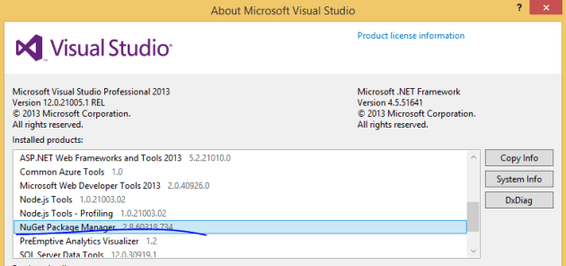 Current latest package of NuGet PM