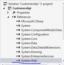System.Web dependency added to empty project by defaul