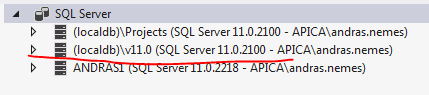 LocalDb v11 visible under Sql server object explorer