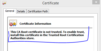 localhost certificate is not included among trusted certificates