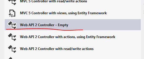 Add empty controller to project