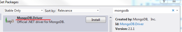 Add MongoDb driver from NuGet